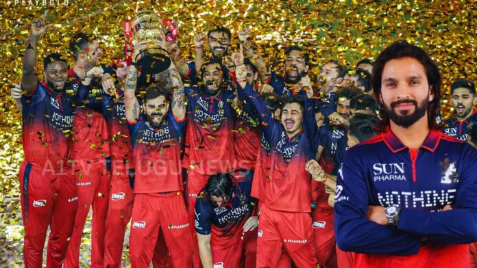 RCB captain Rajat Patidar celebrating IPL 2026 title victory after defeating Gujarat Titans